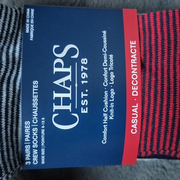Chaps Men's 3 Pairs Crew Socks - 2 Packages, New With Tags - Picture 6 of 6